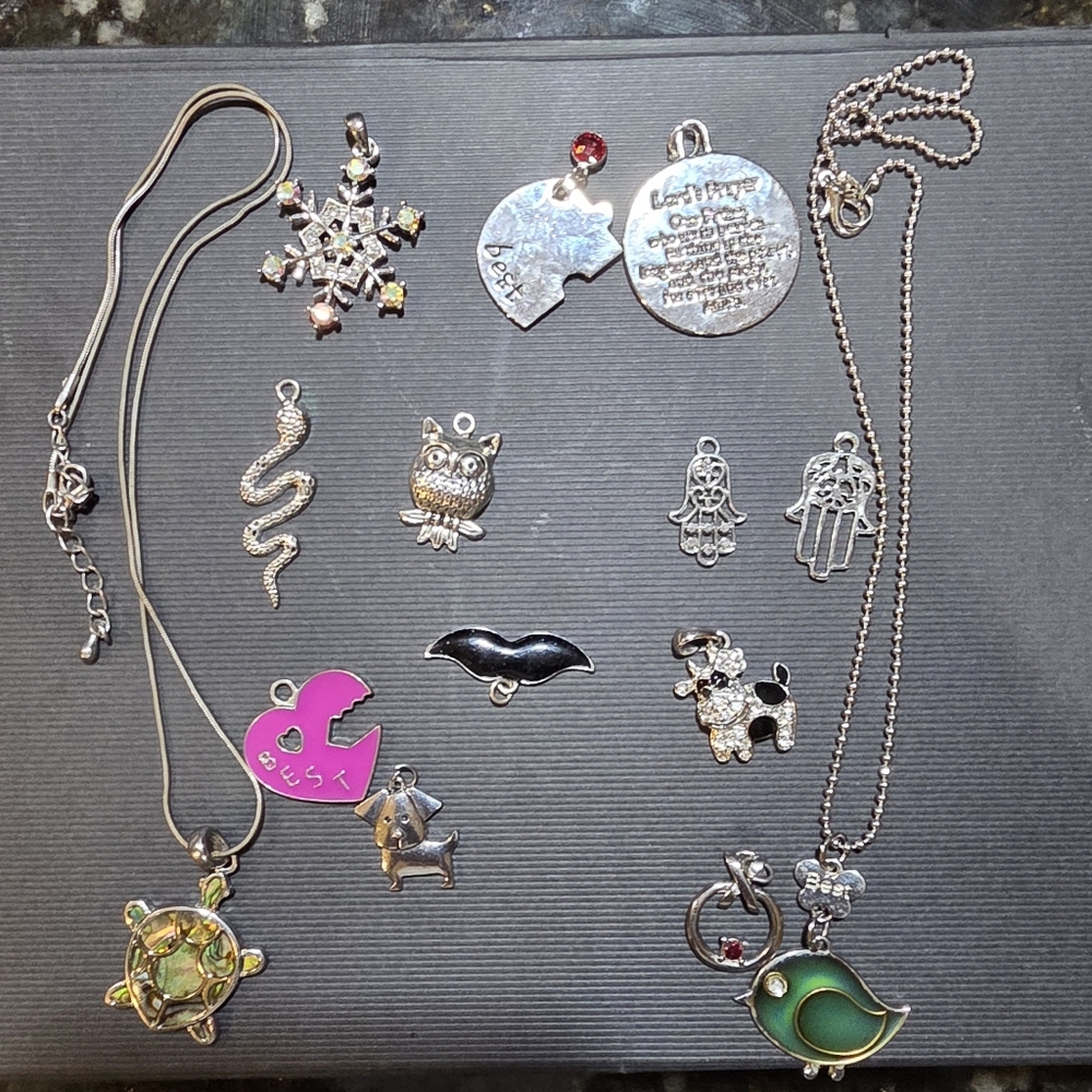 Silver and Gold Charm Necklace Set